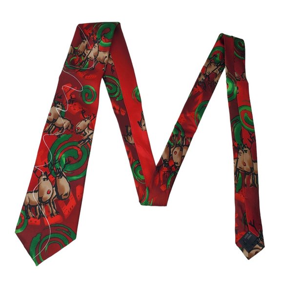 JERRY GARCIA Dracula Claus Christmas Reindeer Silk Blend Tie Ltd Ed 61" x 3.5" - Picture 5 of 6